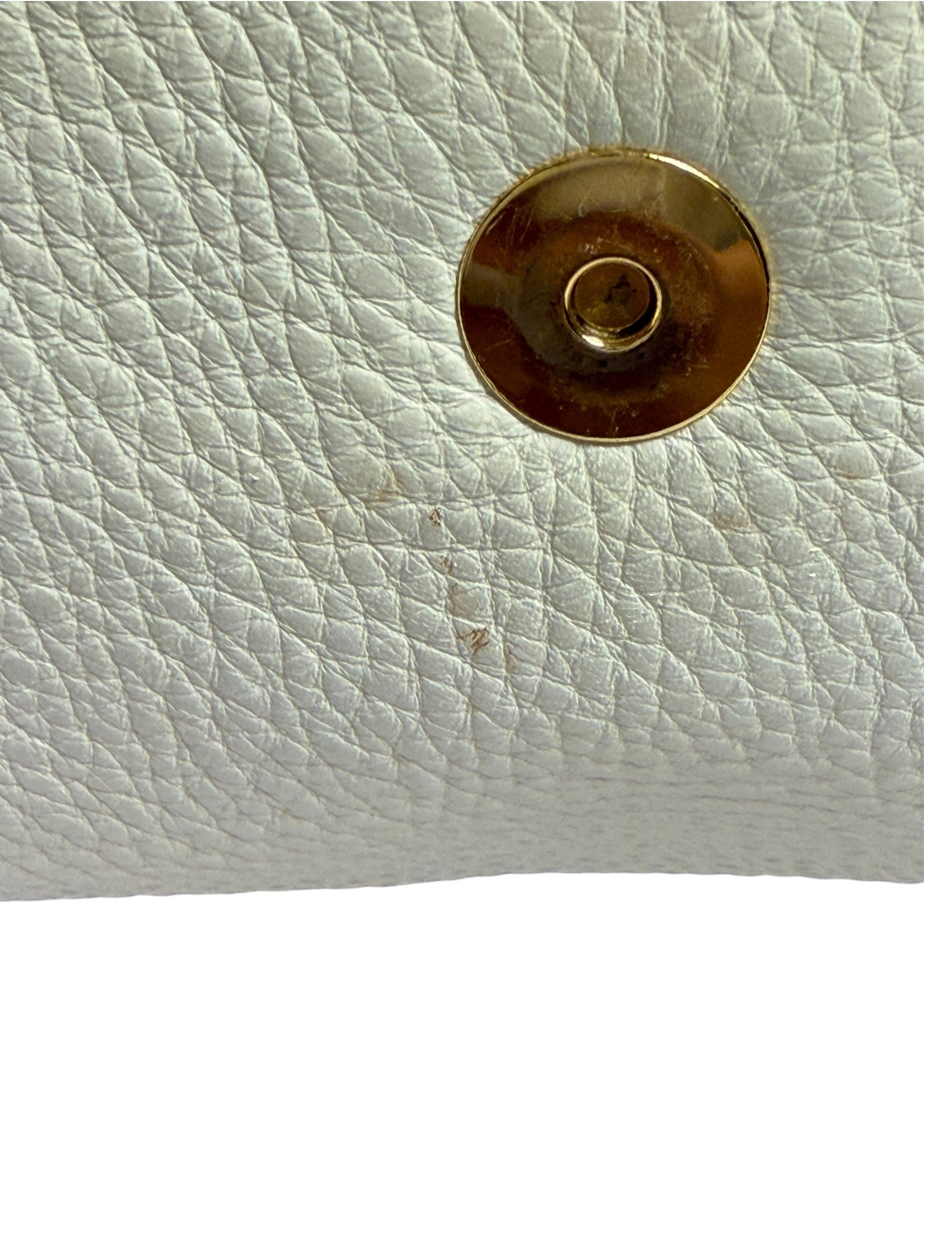 Celine White Grained Leather Studded Poultbot Shoulder Bag