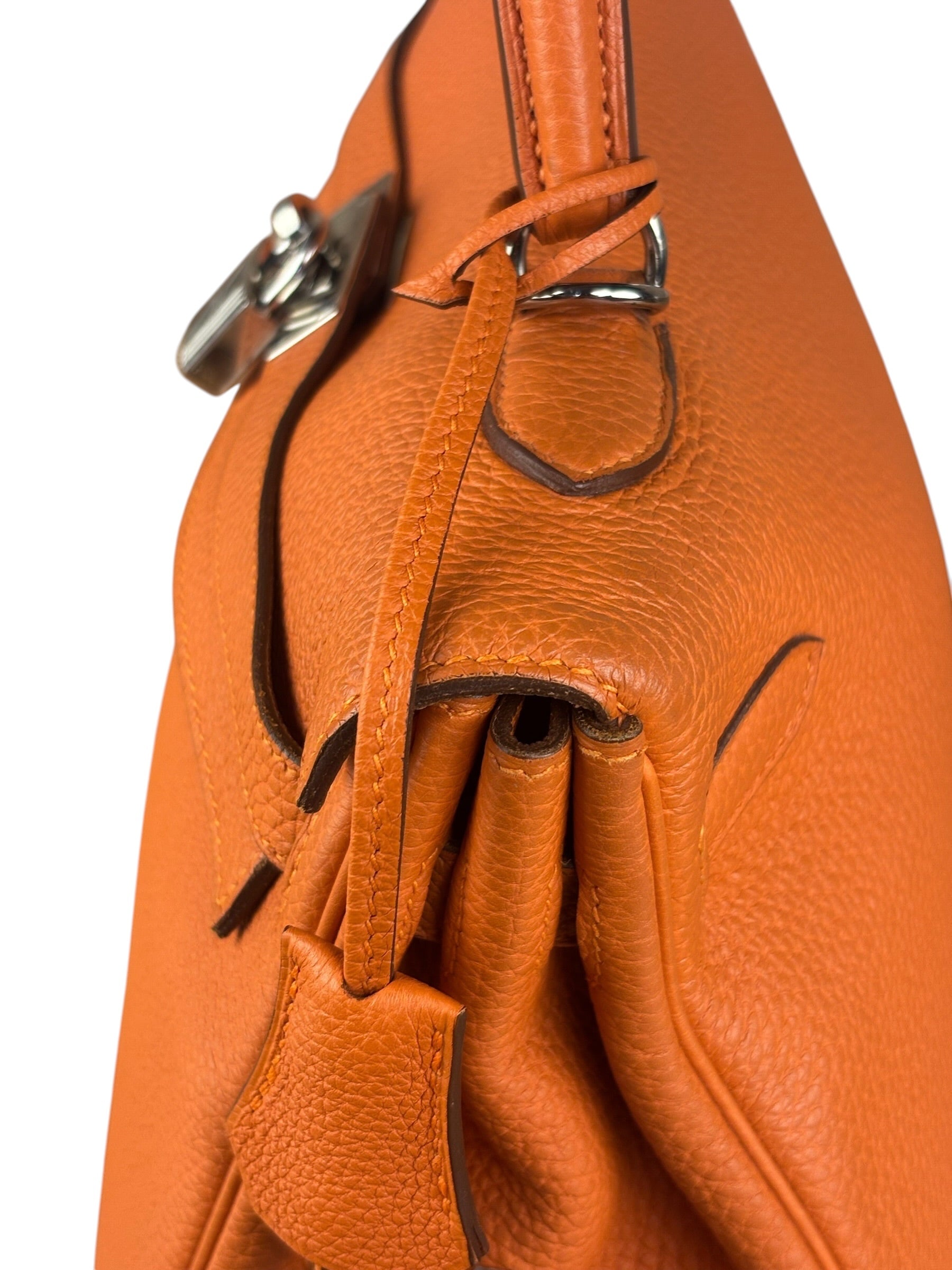 Hermes 2011 Orange Togo Leather Palladium Kelly 35