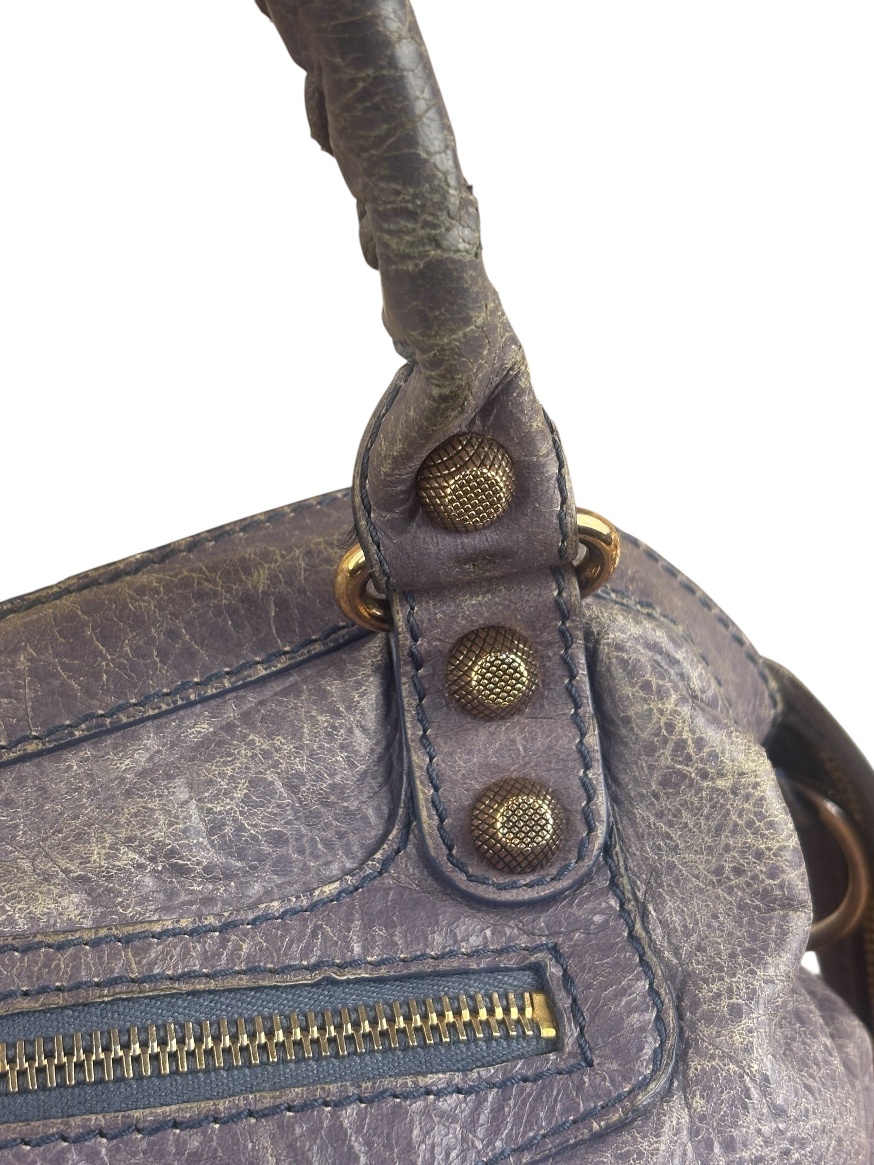 Balenciaga Vintage Distressed Purple Leather City Bag