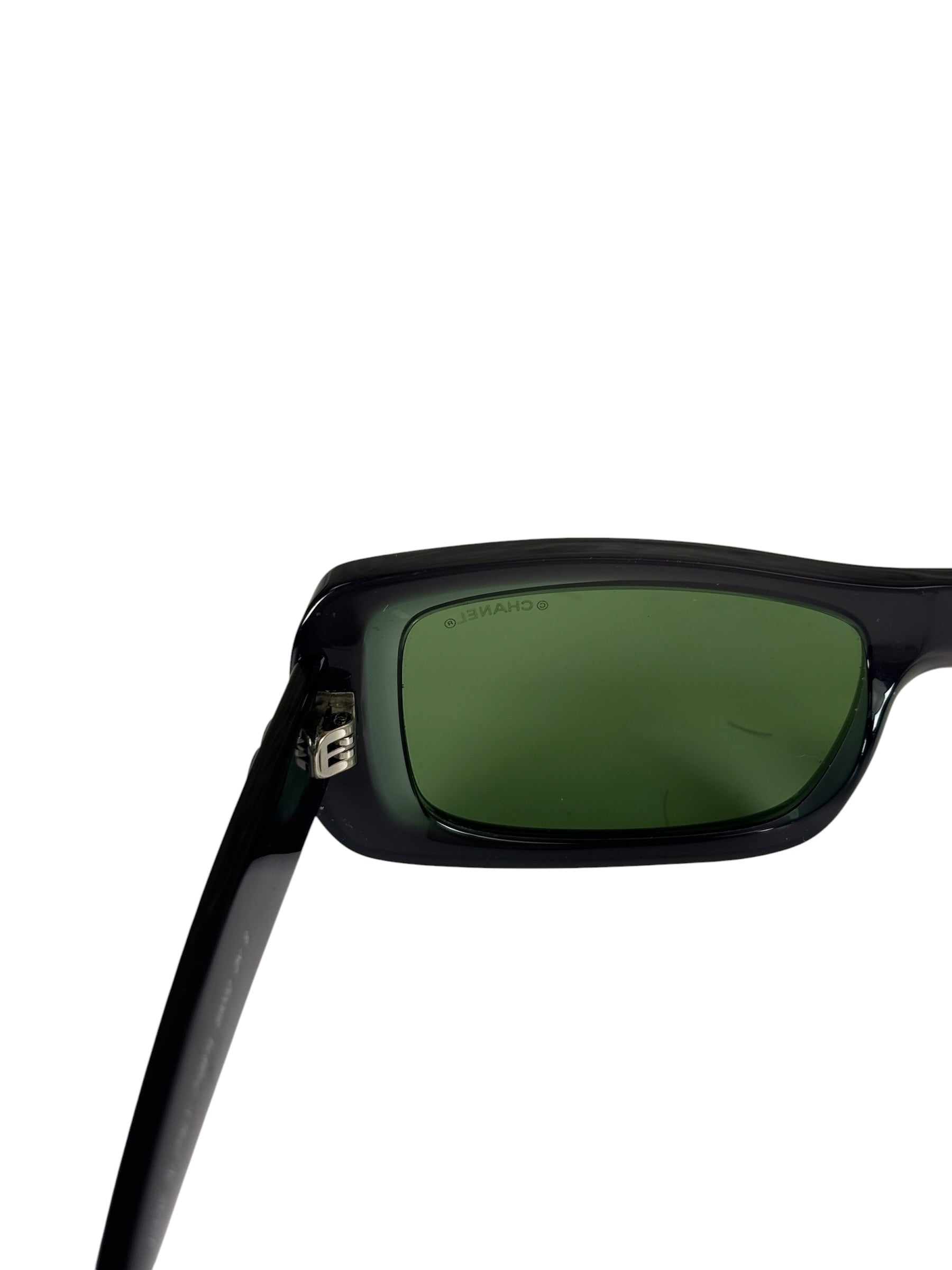 Chanel Grey/Green Rectangular 71687A Sunglasses