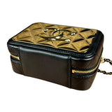Chanel Mini Golden Plate Quilted Vanity Bag