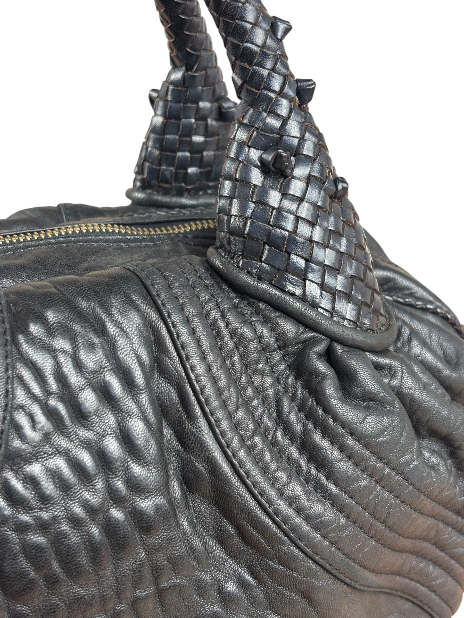 Fendi Vintage Black Leather Spy Hobo Bag