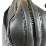 Chanel Vintage Black Leather Mademoiselle Vertical Quilted Shoulder Bag 1990's