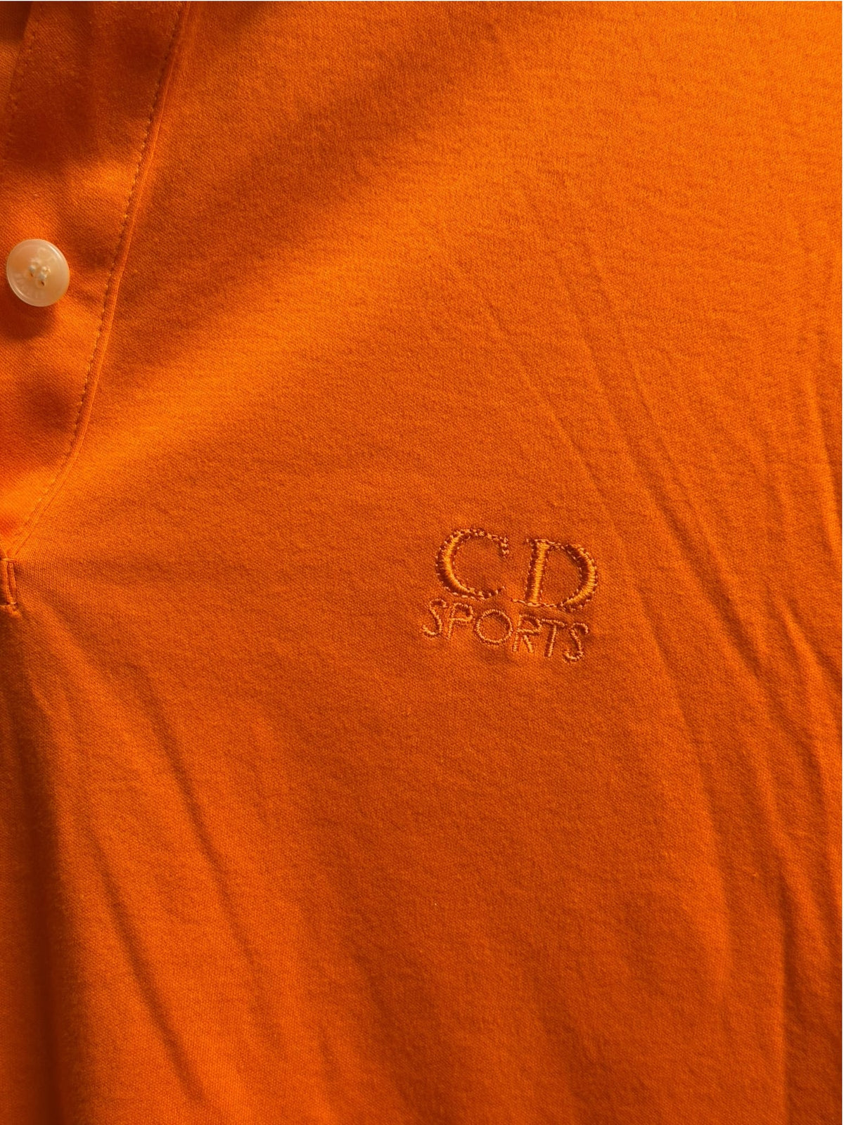 90s Christian Dior Sports Orange/Black Lace Collar Polo Shirt