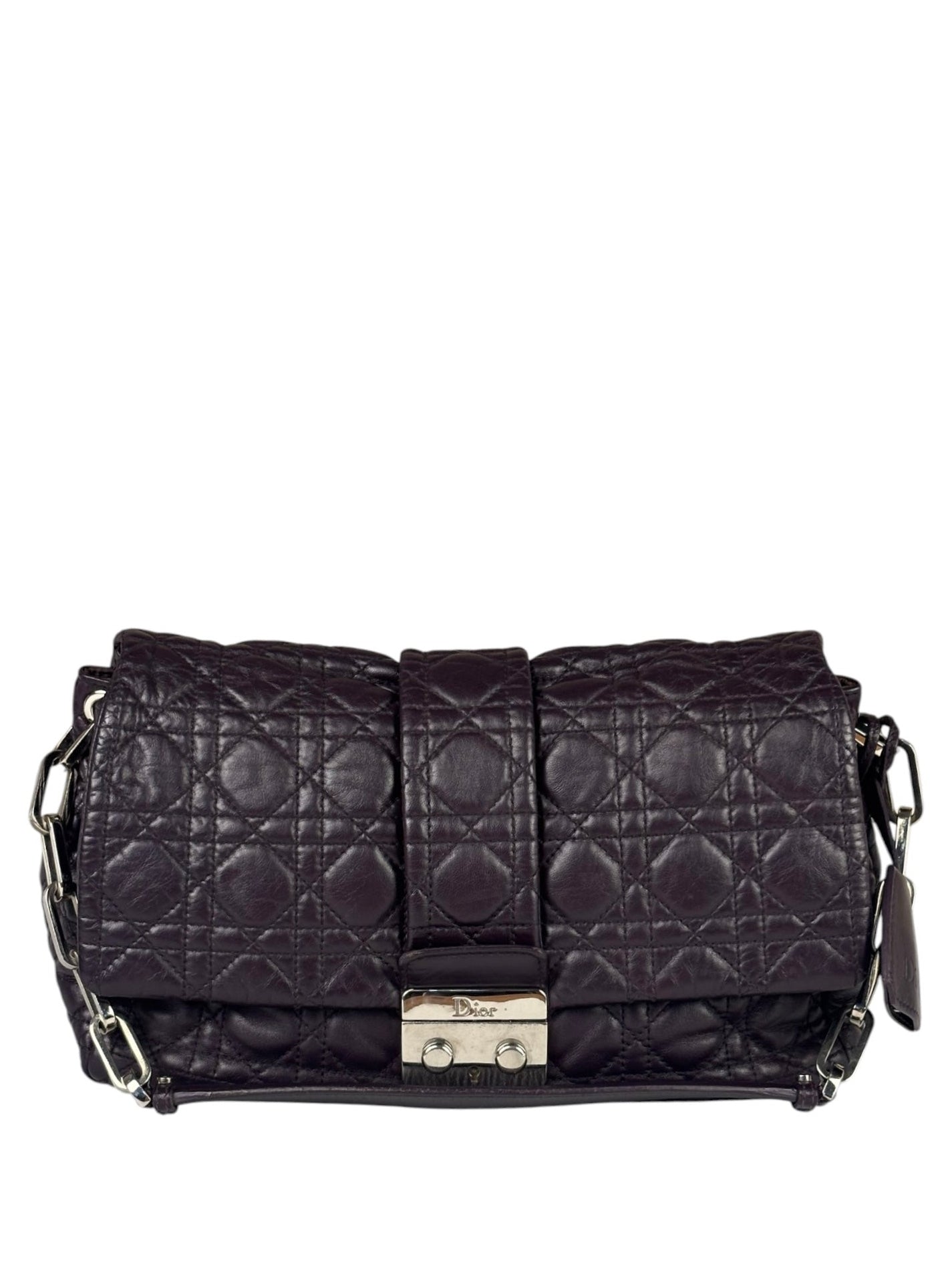 Christian Dior Purple Quilted Leather Flap Bag