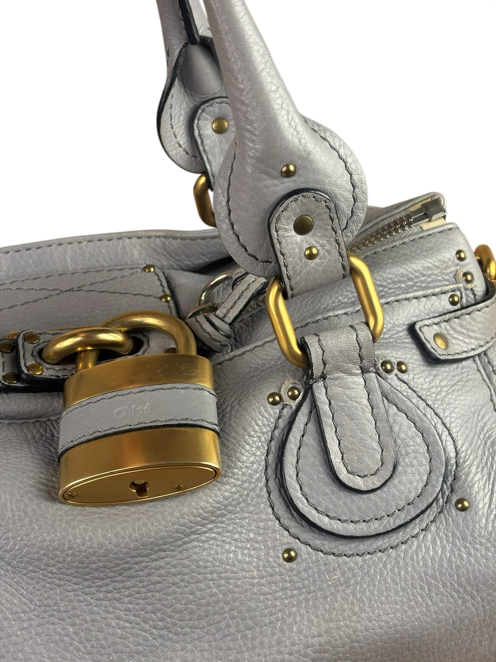 Chloe Grey Leather Paddington Handbag