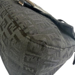 Fendi Black Leather Trim Zucca Baguette
