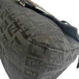 Fendi Black Leather Trim Zucca Baguette