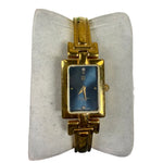 Givenchy Blue Rectangular Dial Gold Plated Bangle Watch
