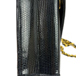 Chanel Black Lizard Leather Envelope Flap Bag 1986