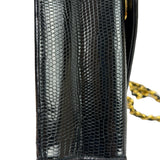 Chanel Black Lizard Leather Envelope Flap Bag 1986