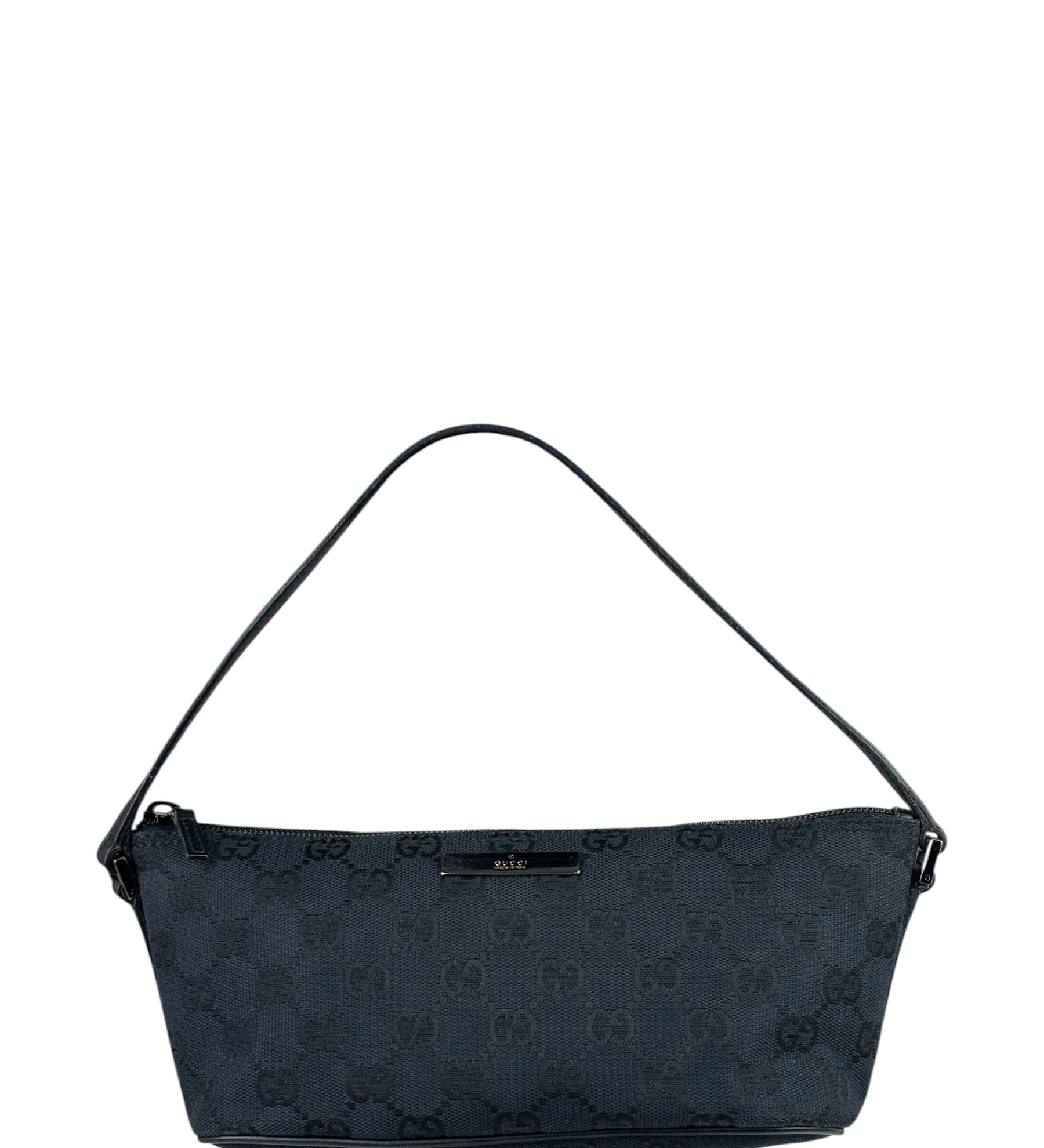Gucci Black Canvas GG Print Mini Boat Pochette