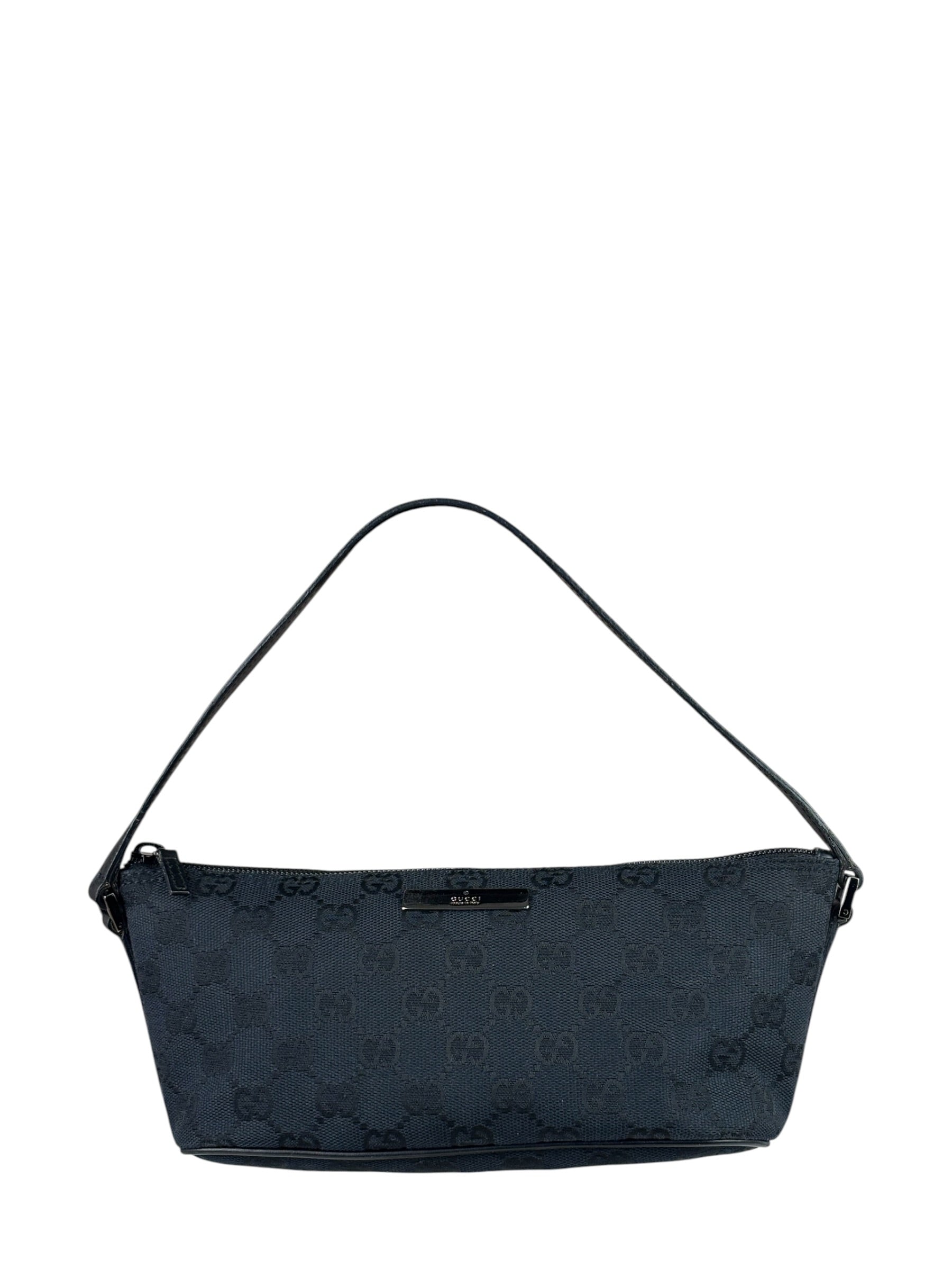 Gucci Black Canvas GG Print Mini Boat Pochette