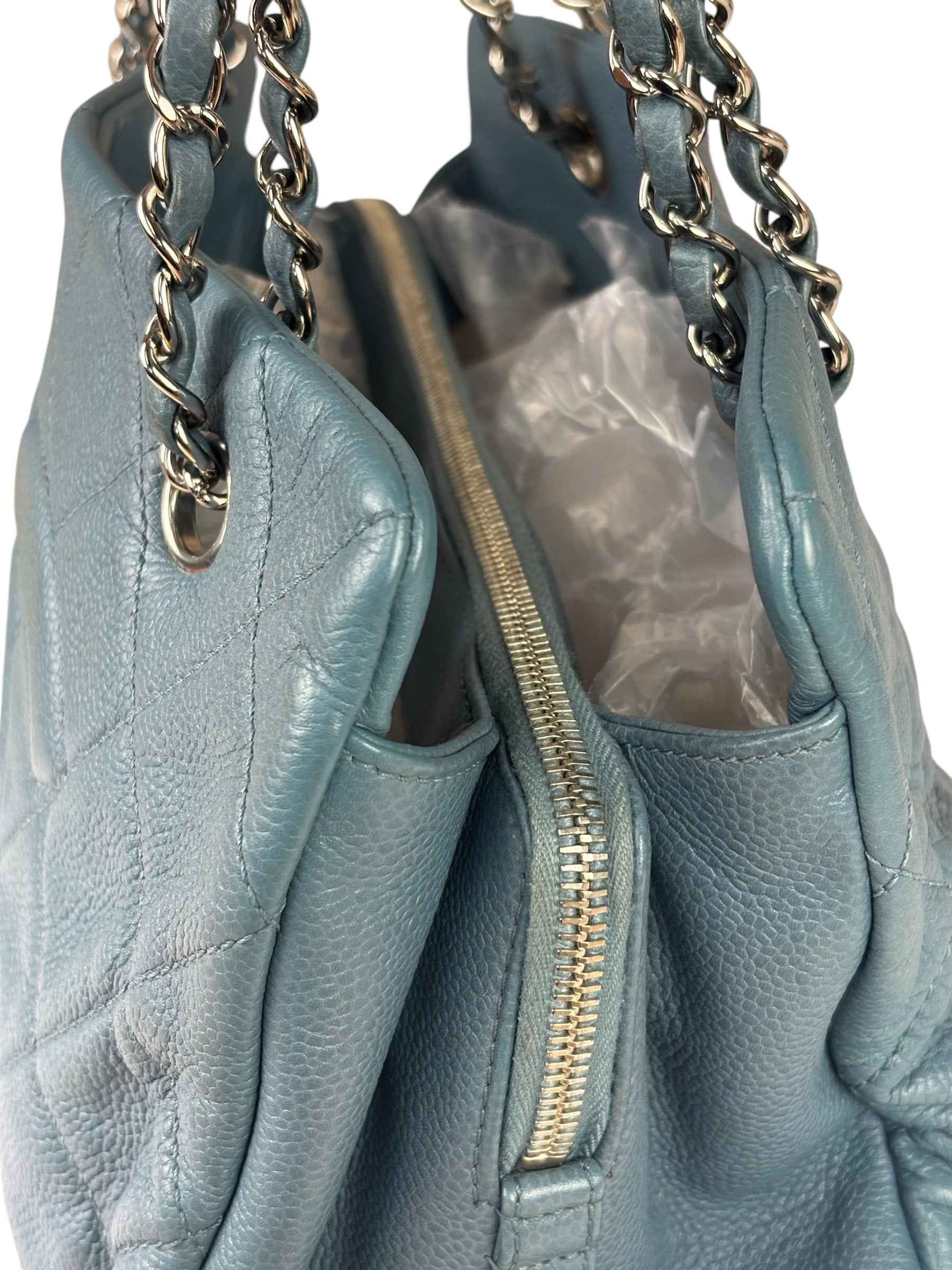 Chanel Blue Caviar Quilted CC Timeless Soft Shopper Tote 2010