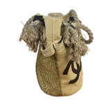 Chanel Vintage Beige Denim/Leather Trim Camellia Rope Tote