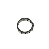 Gucci Sterling Silver & Blue Enamel Interlocking G Chain Link Ring