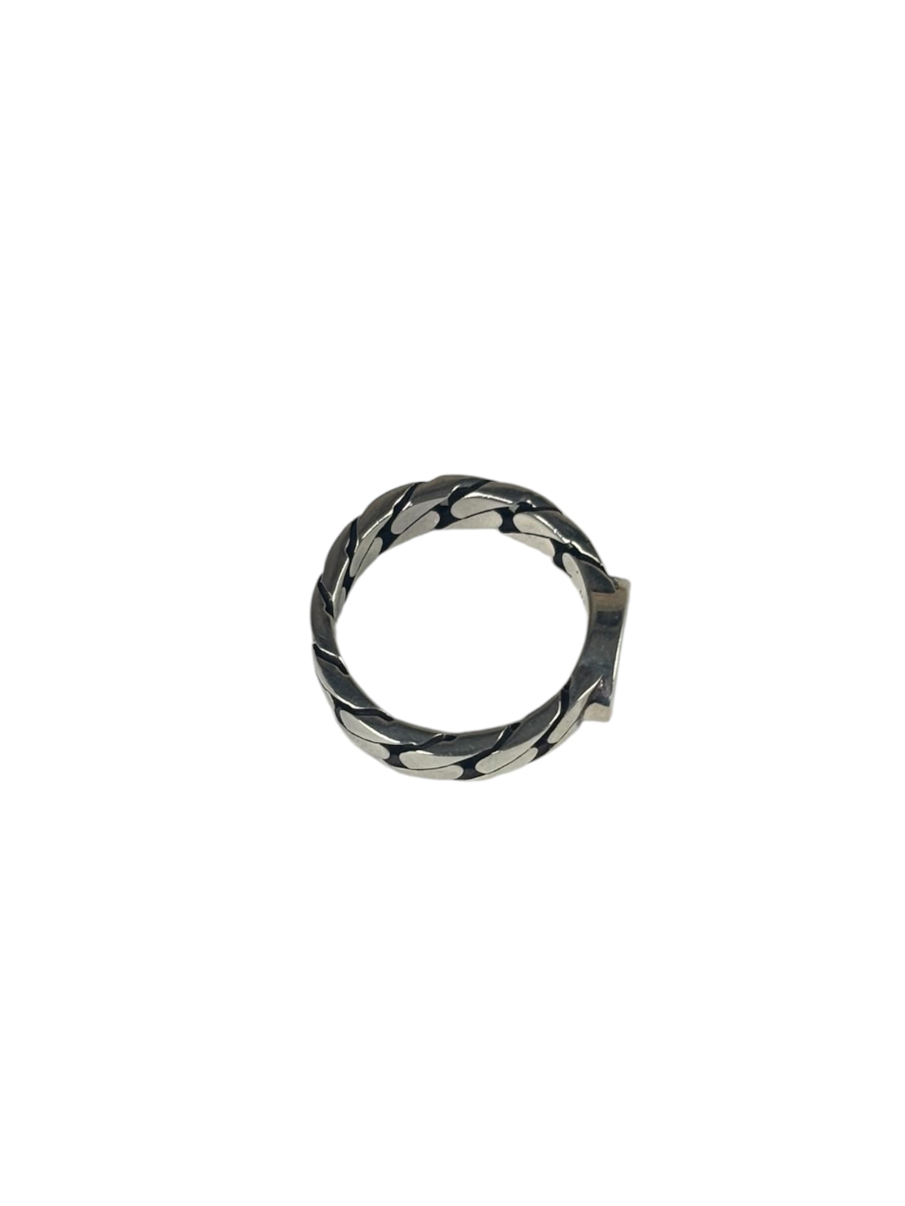 Gucci Sterling Silver & Blue Enamel Interlocking G Chain Link Ring