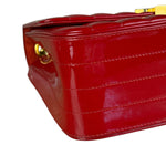 Saint Laurent Red Patent Vicky Chain Flap Bag