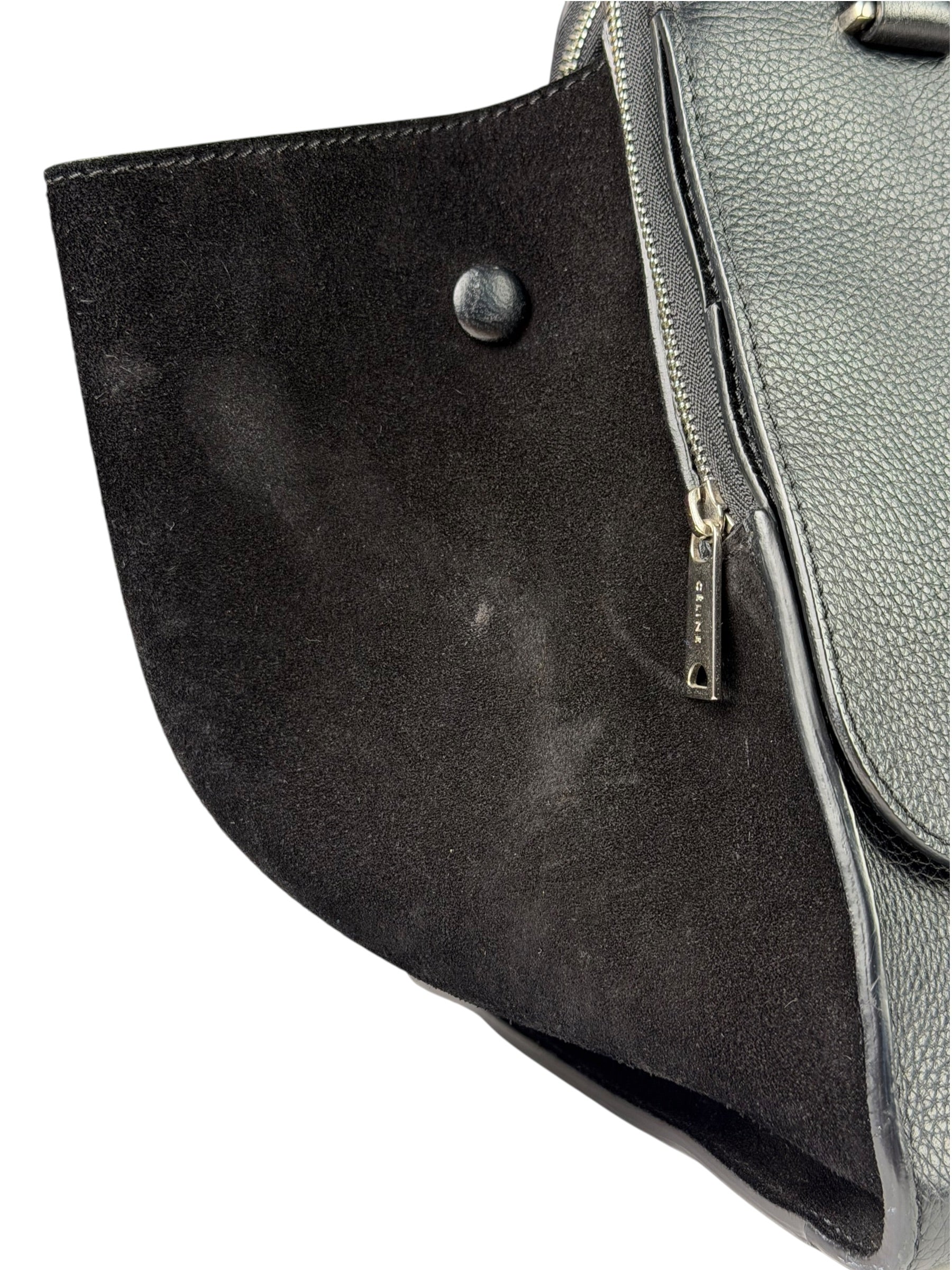 Celine Black Leather/Suede Trapeze Medium Handbag