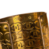 Chanel Vintage Gold CC Print Cuff Bracelet