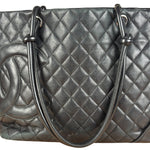Chanel Black Leather Cambon Ligne large Tote Shoulder Bag 2004