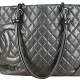 Chanel Black Leather Cambon Ligne large Tote Shoulder Bag 2004