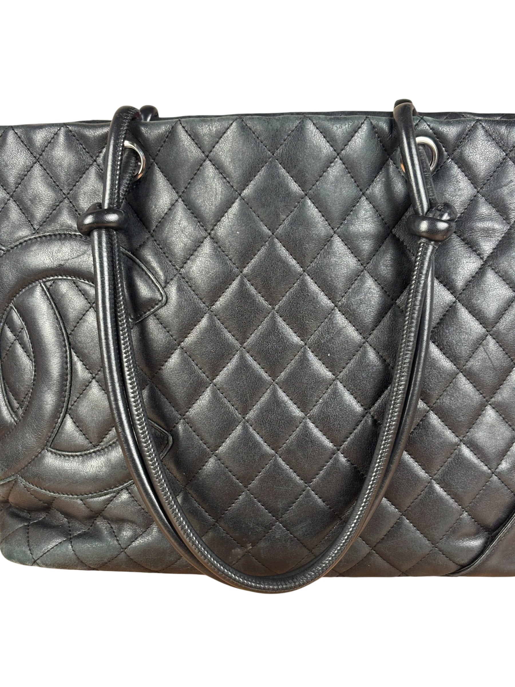 Chanel Black Leather Cambon Ligne large Tote Shoulder Bag 2004