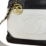 Chanel Vintage Black/White Leather CC Chain Tote '89-'91