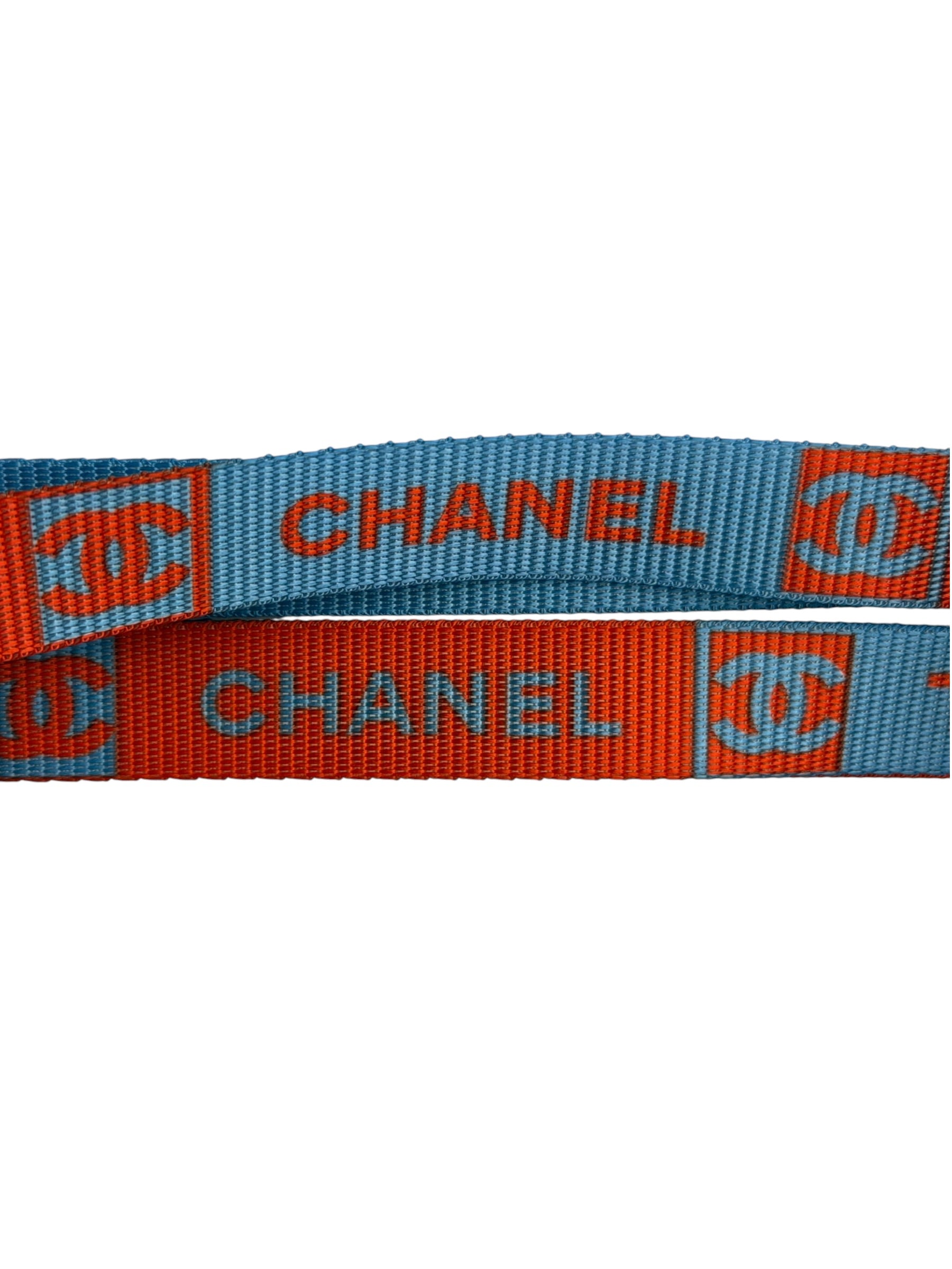 Chanel Coco Mark Nylon Strap Key Lanyard Blue