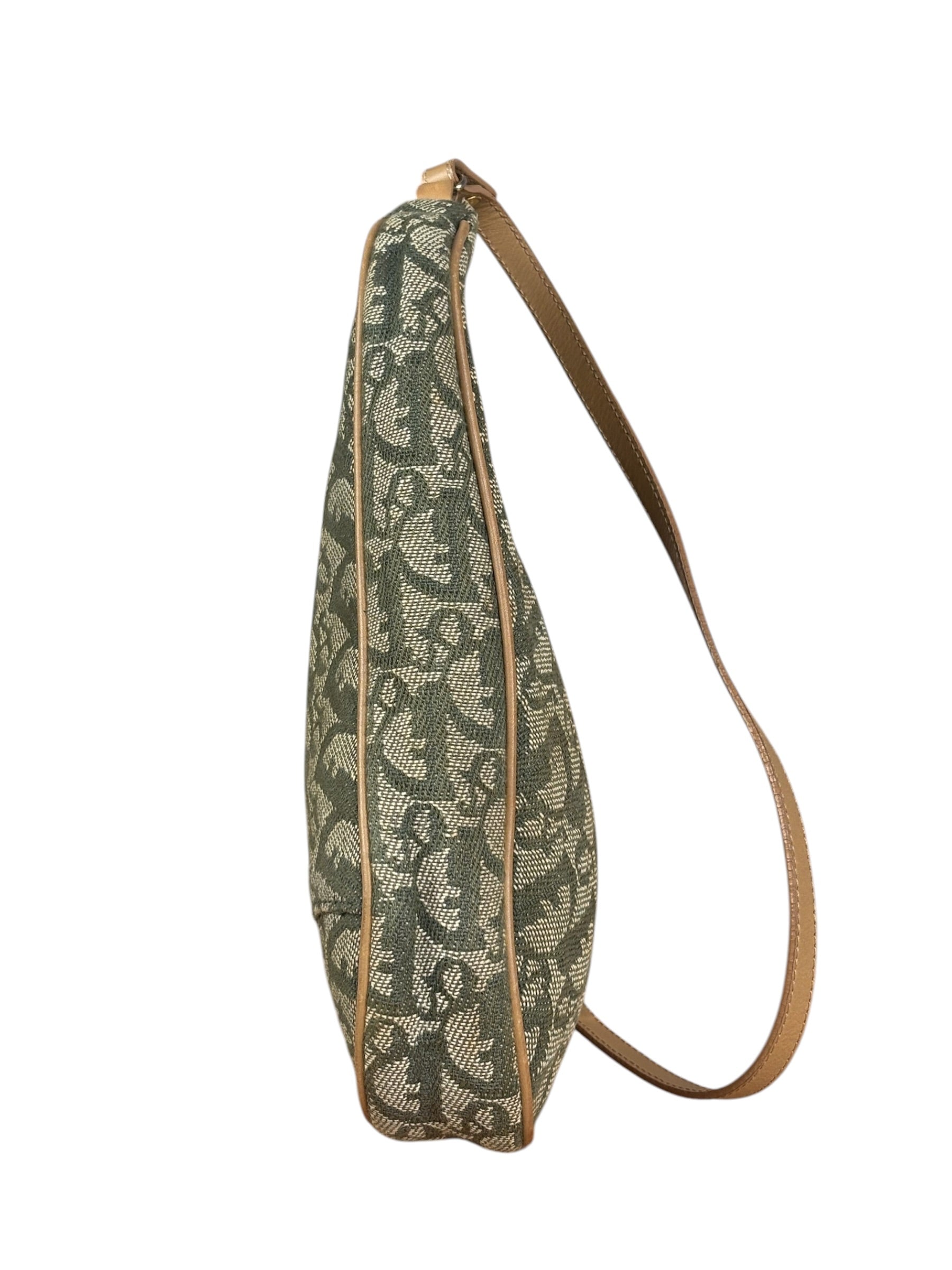 Christian Dior Vintage Olive Green Oblique Saddle Pochette