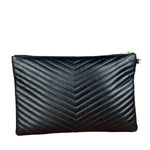 YSL Black Quilted Leather Cassandre Matelasse Pouch