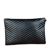 YSL Black Quilted Leather Cassandre Matelasse Pouch