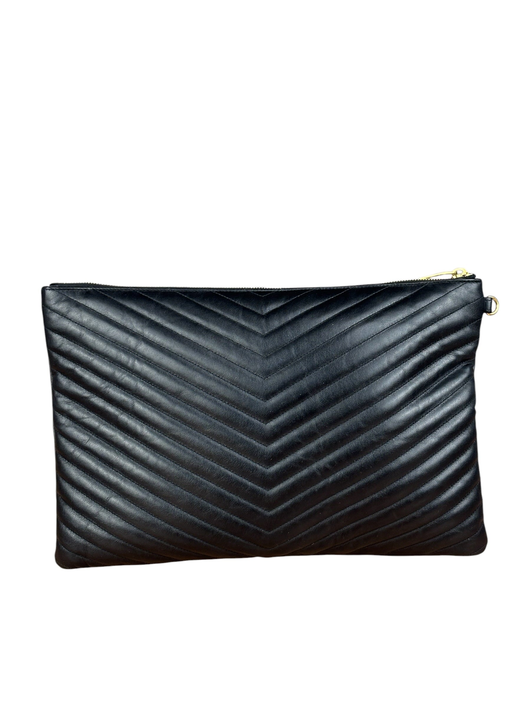 YSL Black Quilted Leather Cassandre Matelasse Pouch
