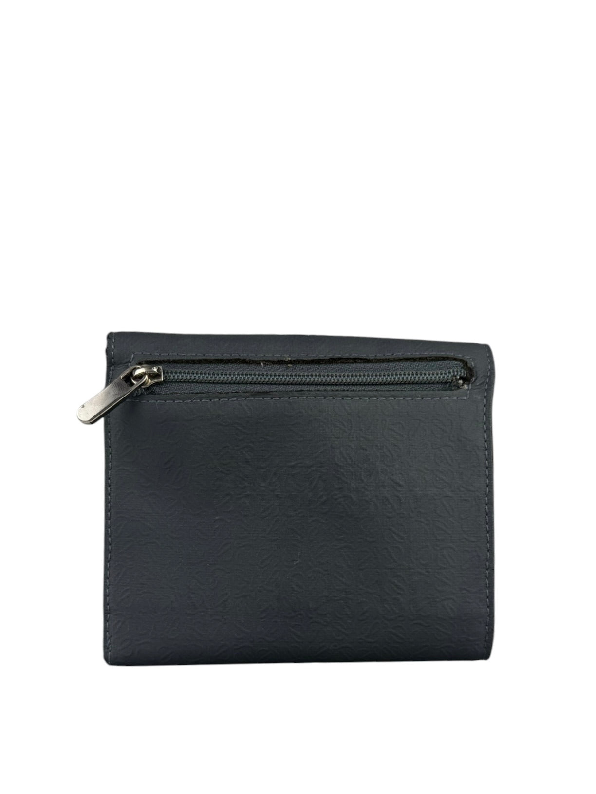 Loewe Muted Slate Blue Leather Monogram Debossed Anagram Wallet