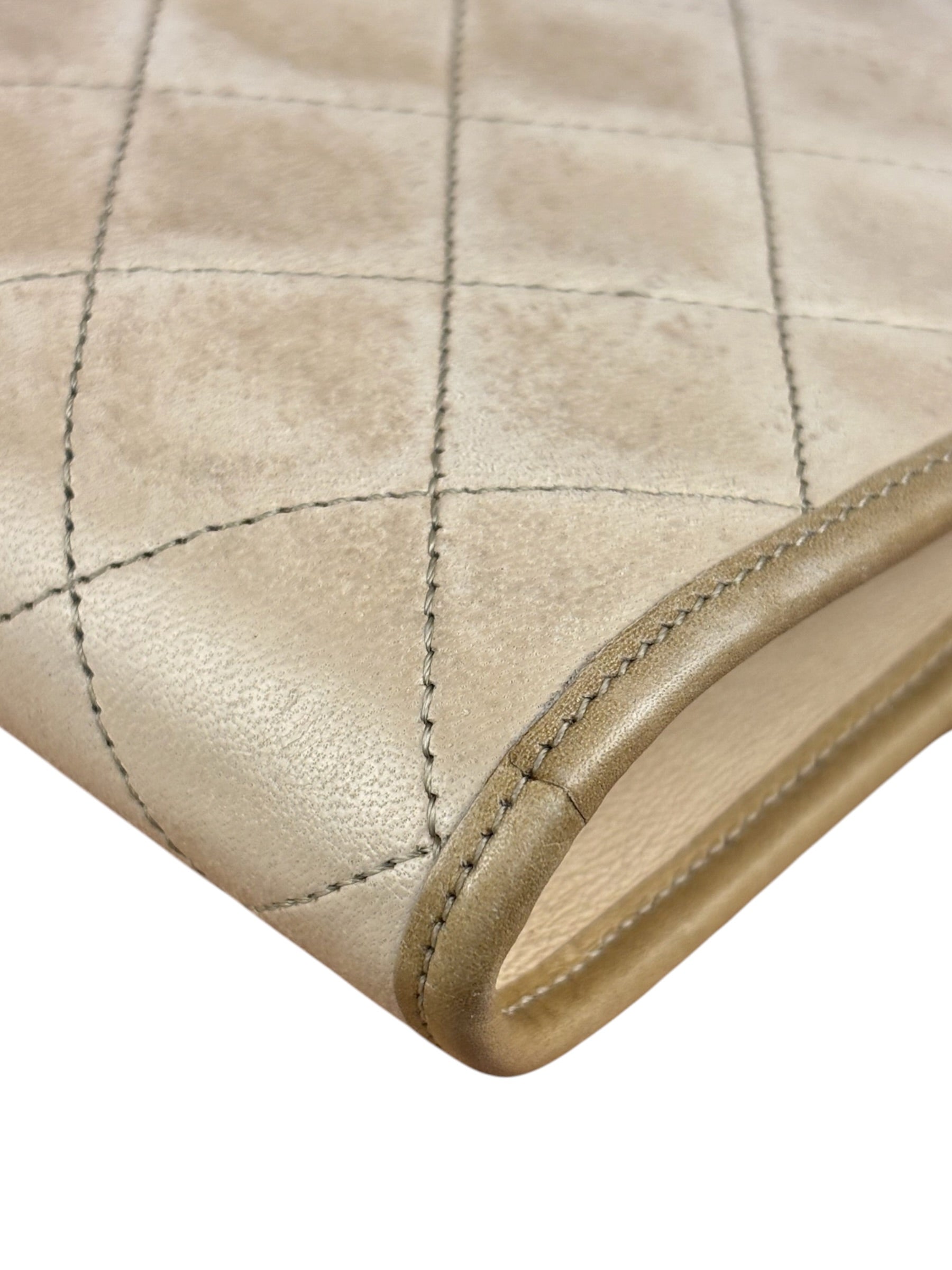 Chanel Beige Leather Trim Matelasse Mini Shoulder Bag 2009