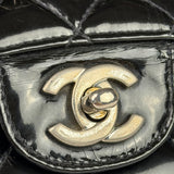 Chanel Black Patent Quilted Leather Double Flap Bag