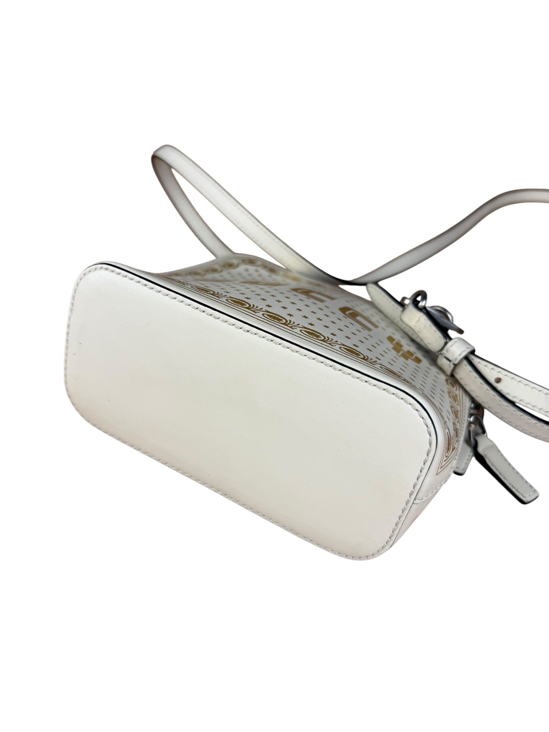 Gucci White Leather Stars Guccy Mini 2Way Bag