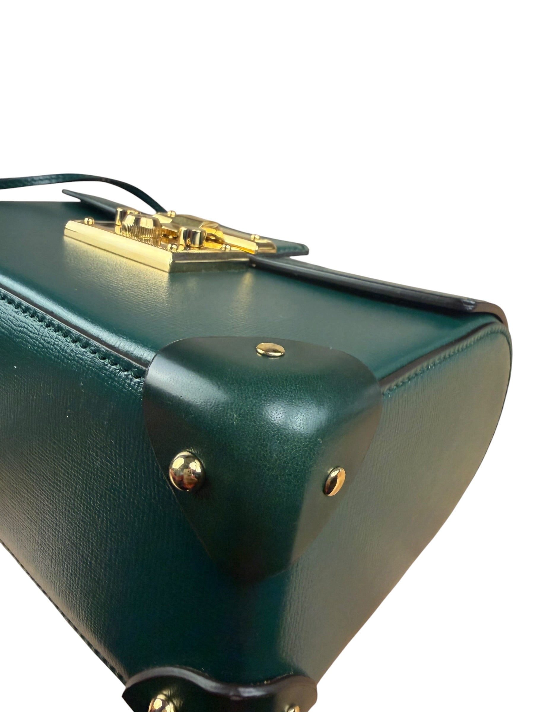 Gucci Green Padlock Bamboo Handle Handbag