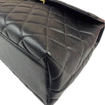 Chanel Vintage Black Caviar Quilted Leather Kelly Top Handle Bag 1996