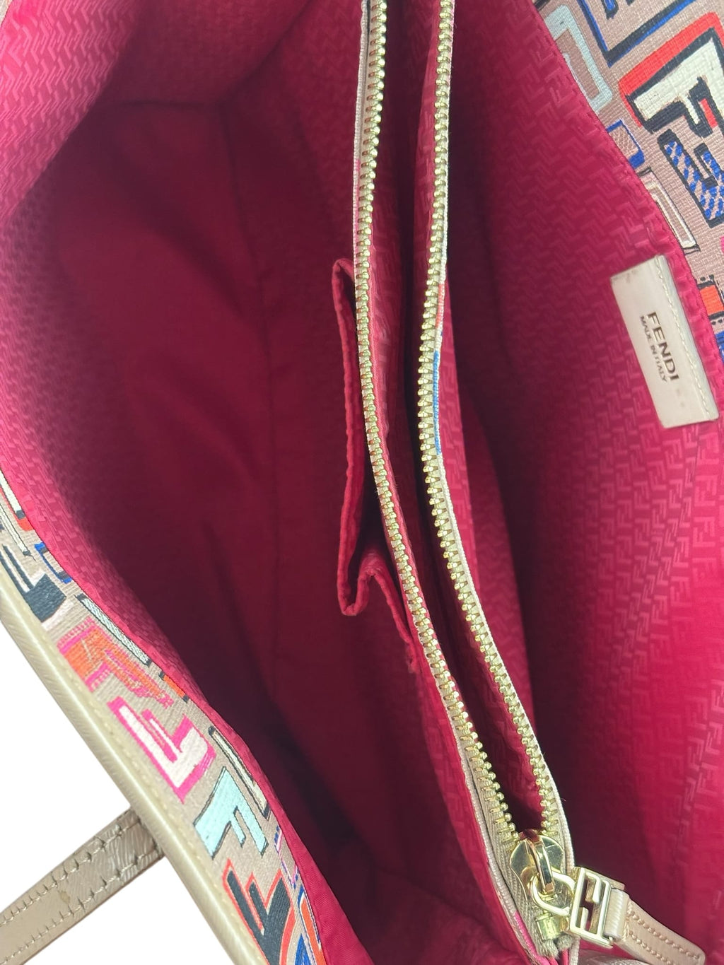 Fendi Colorblock Leather Zucca Roll Tote