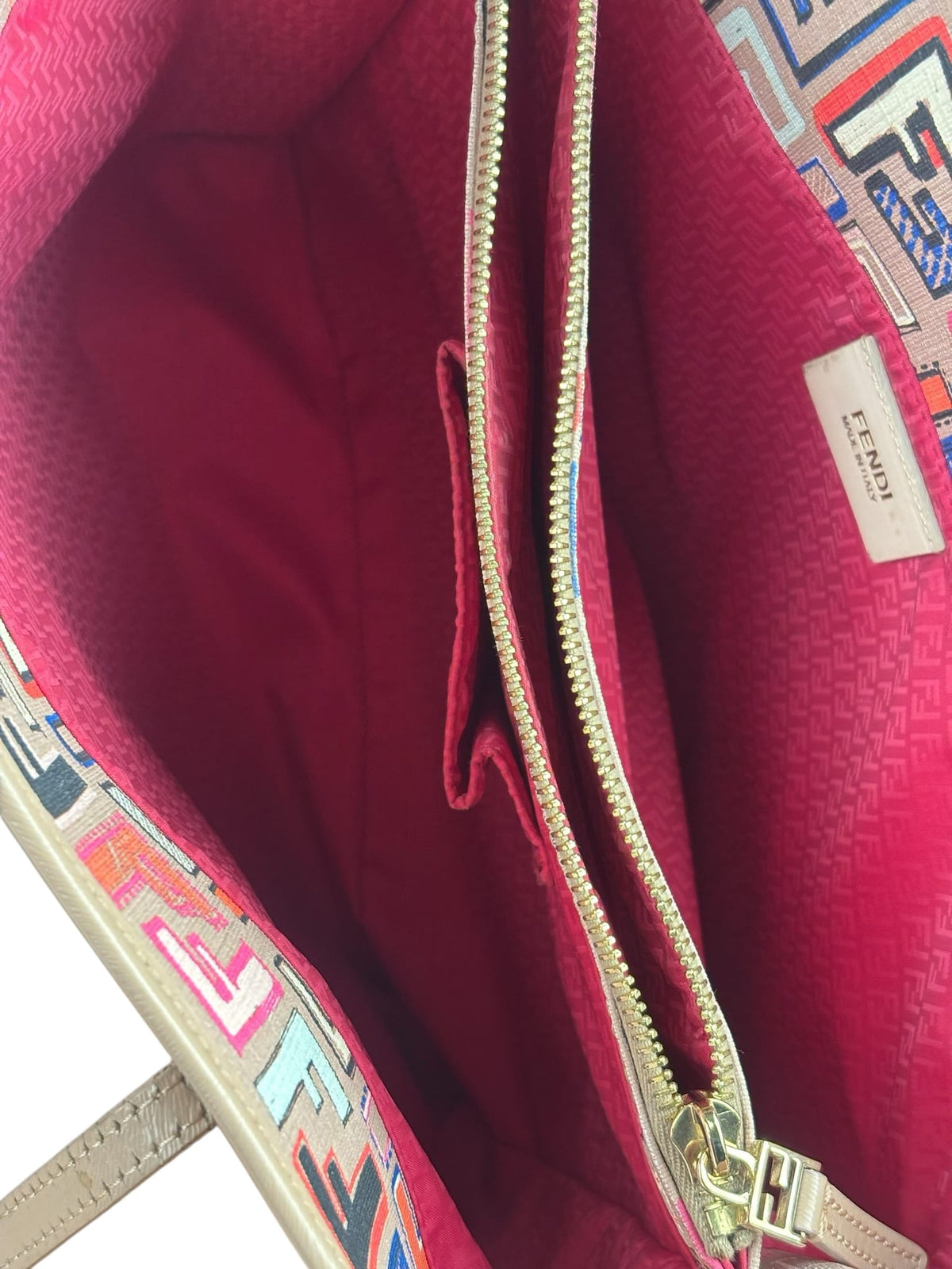 Fendi Colorblock Leather Zucca Roll Tote