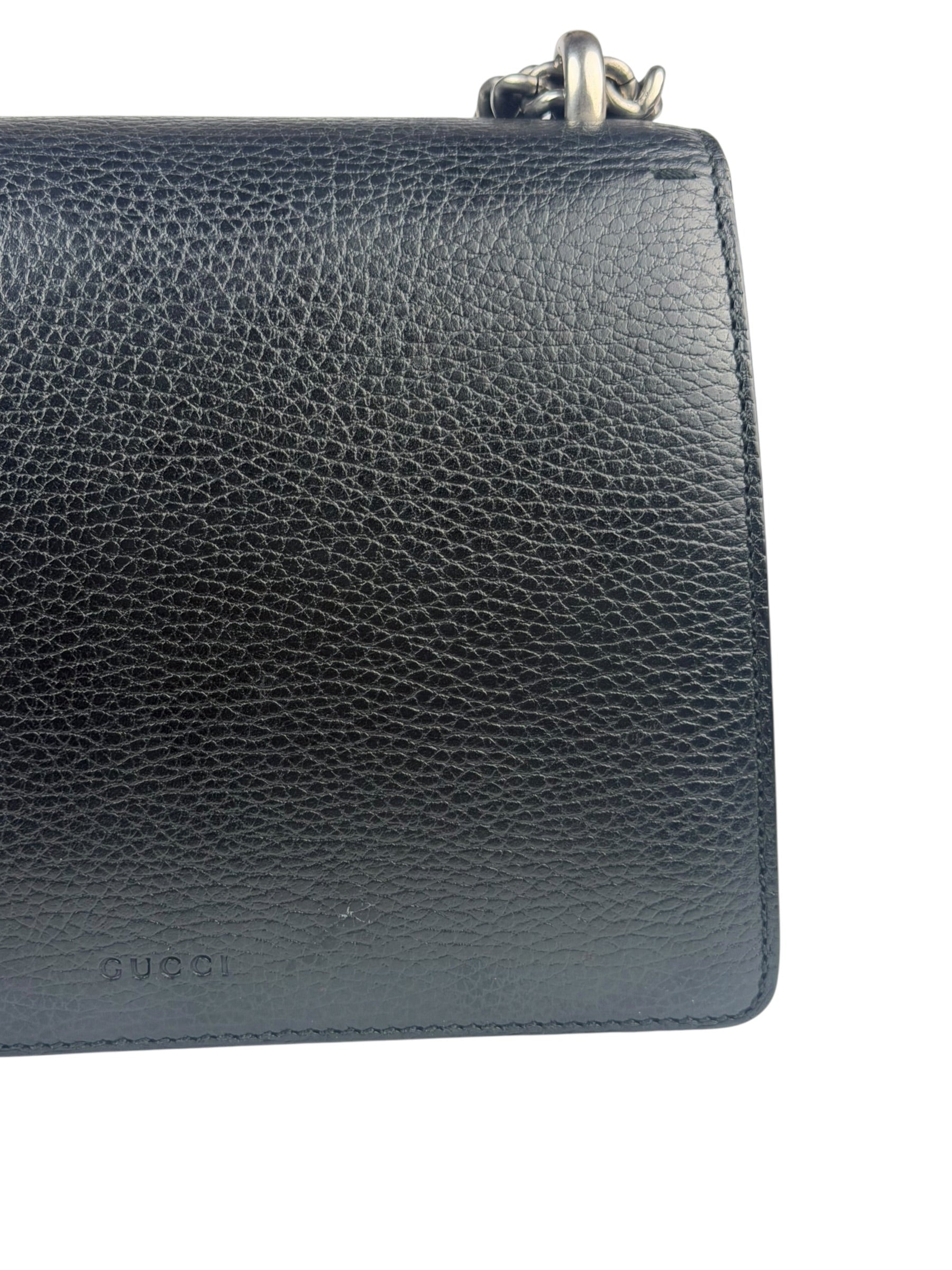 Gucci Black Pebbled Leather Dionysus Small Chain Shoulder Bag