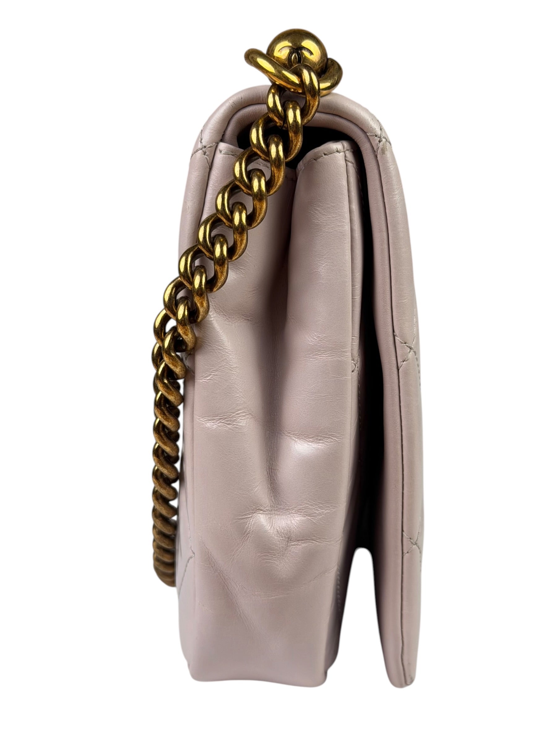 Chanel Light Lilac Calfskin Leather Quilted Flap Chain Bag