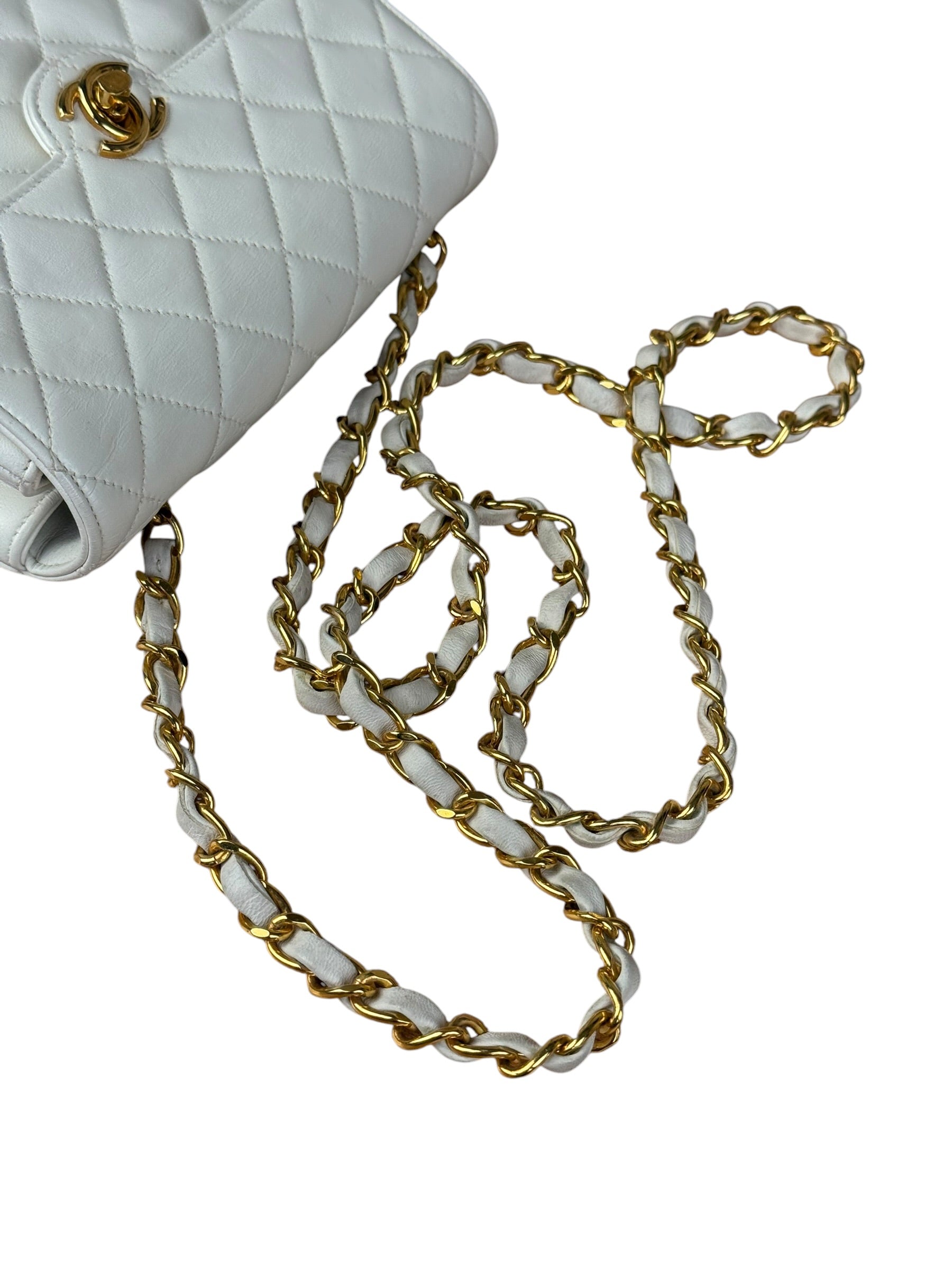 Chanel White Calfskin Square Mini Flap 1994