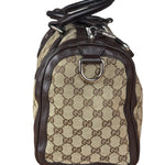 Gucci GG Leather Trim Canvas Techno Boston Handbag
