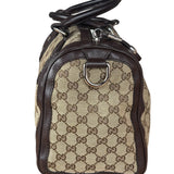 Gucci GG Leather Trim Canvas Techno Boston Handbag
