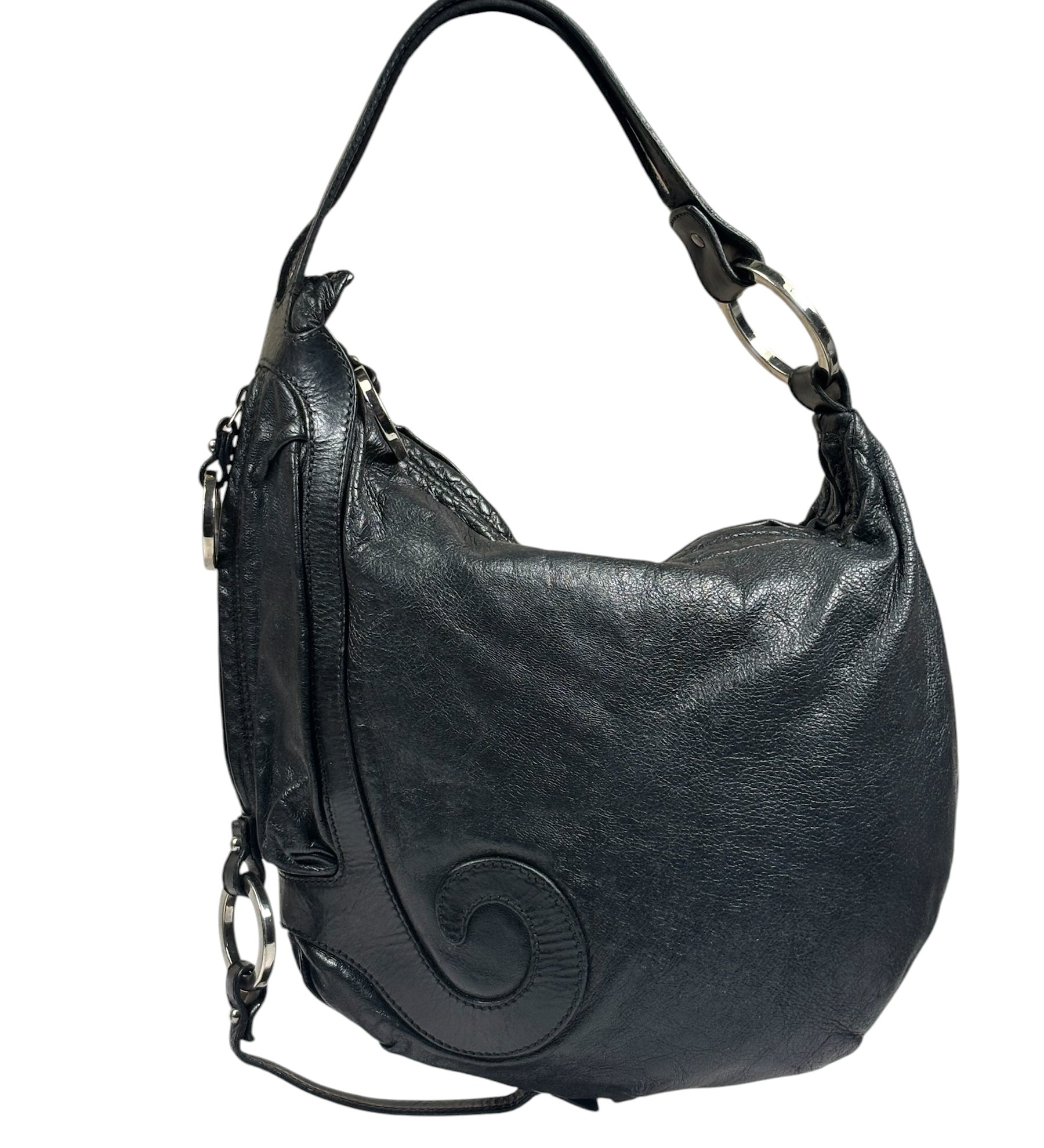 Fendi Black Leather Hobo Bag