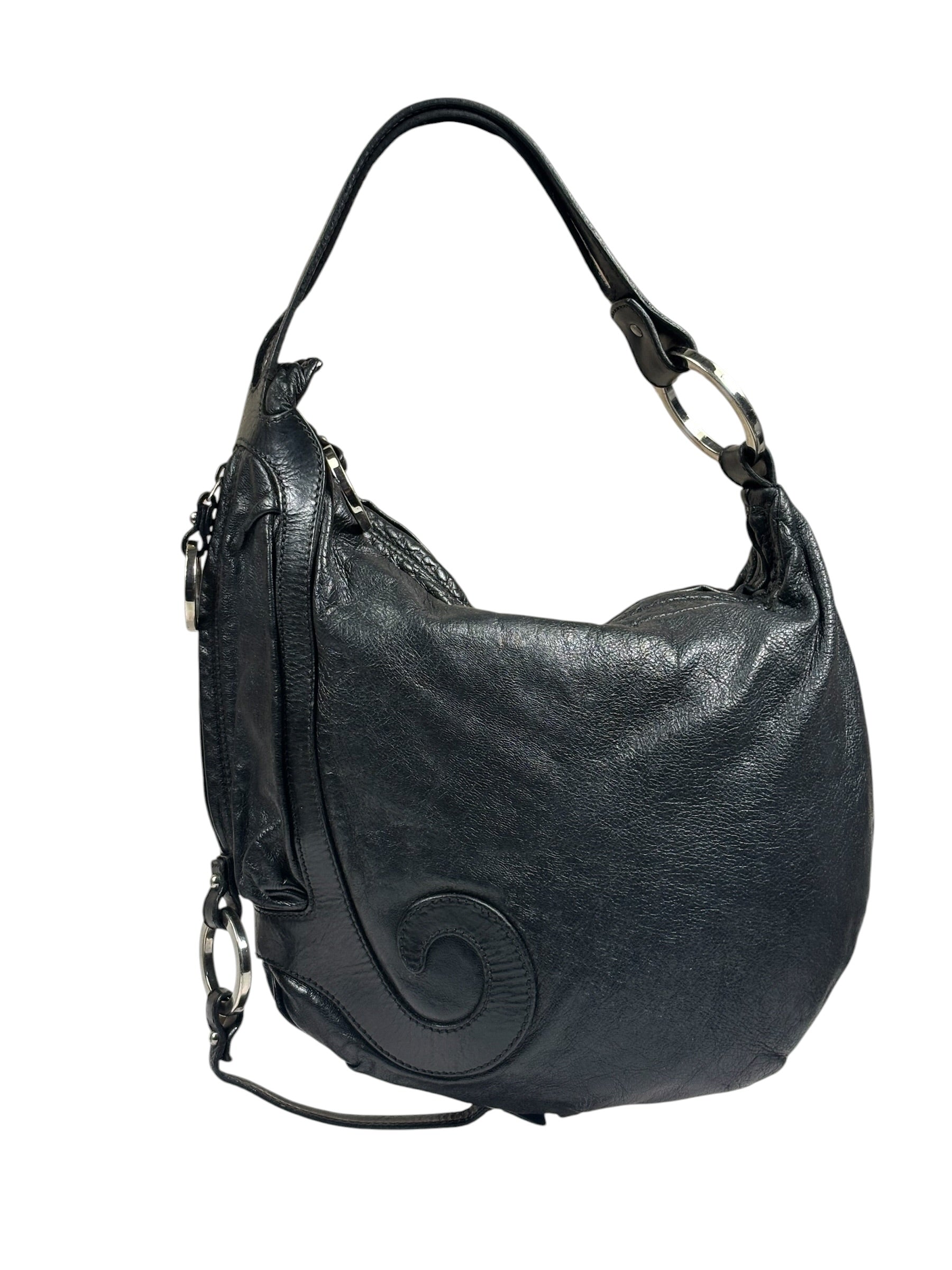 Fendi Black Leather Hobo Bag