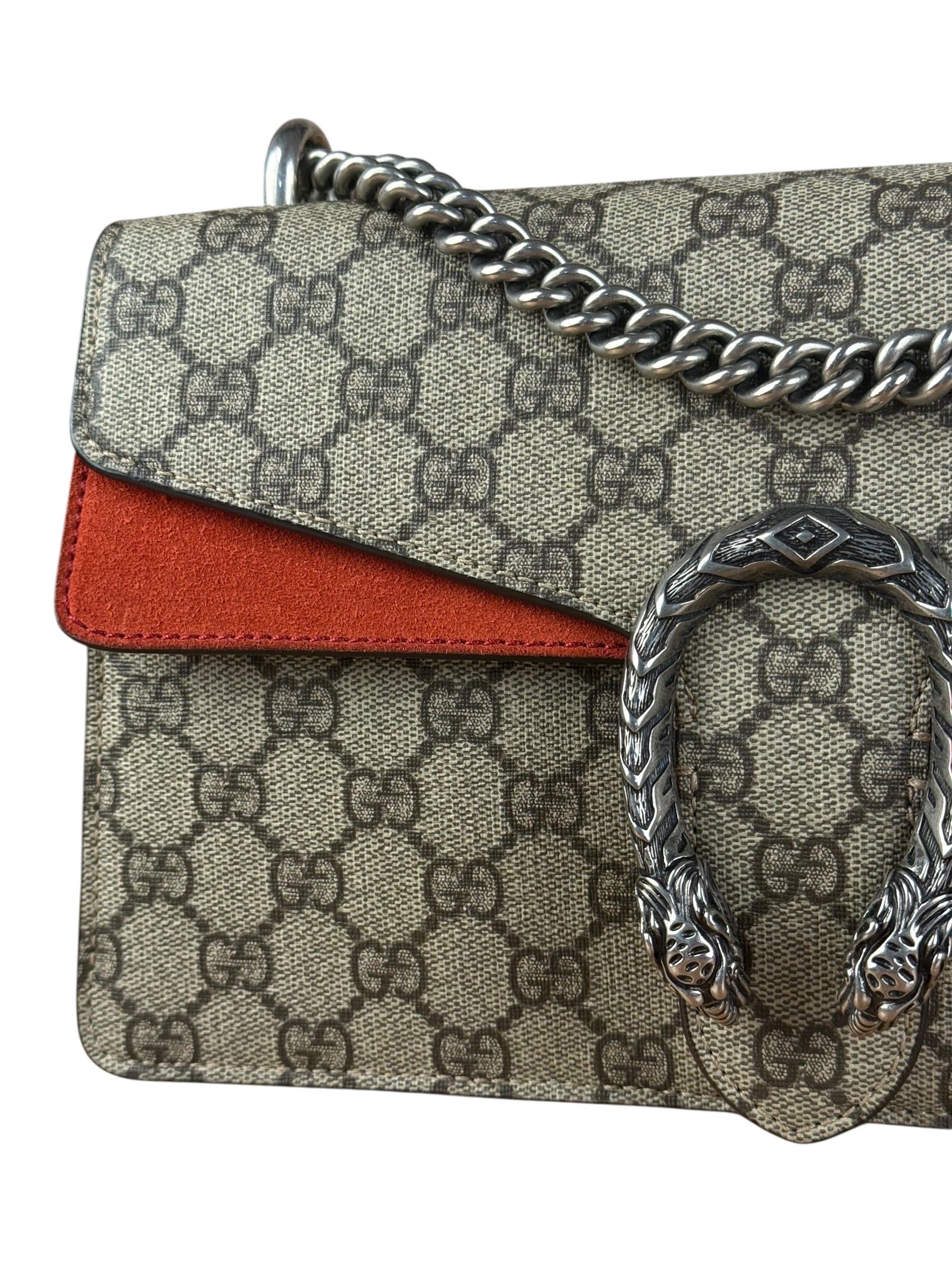 Gucci Red/Beige Dionysus GG Supreme Shoulder Bag
