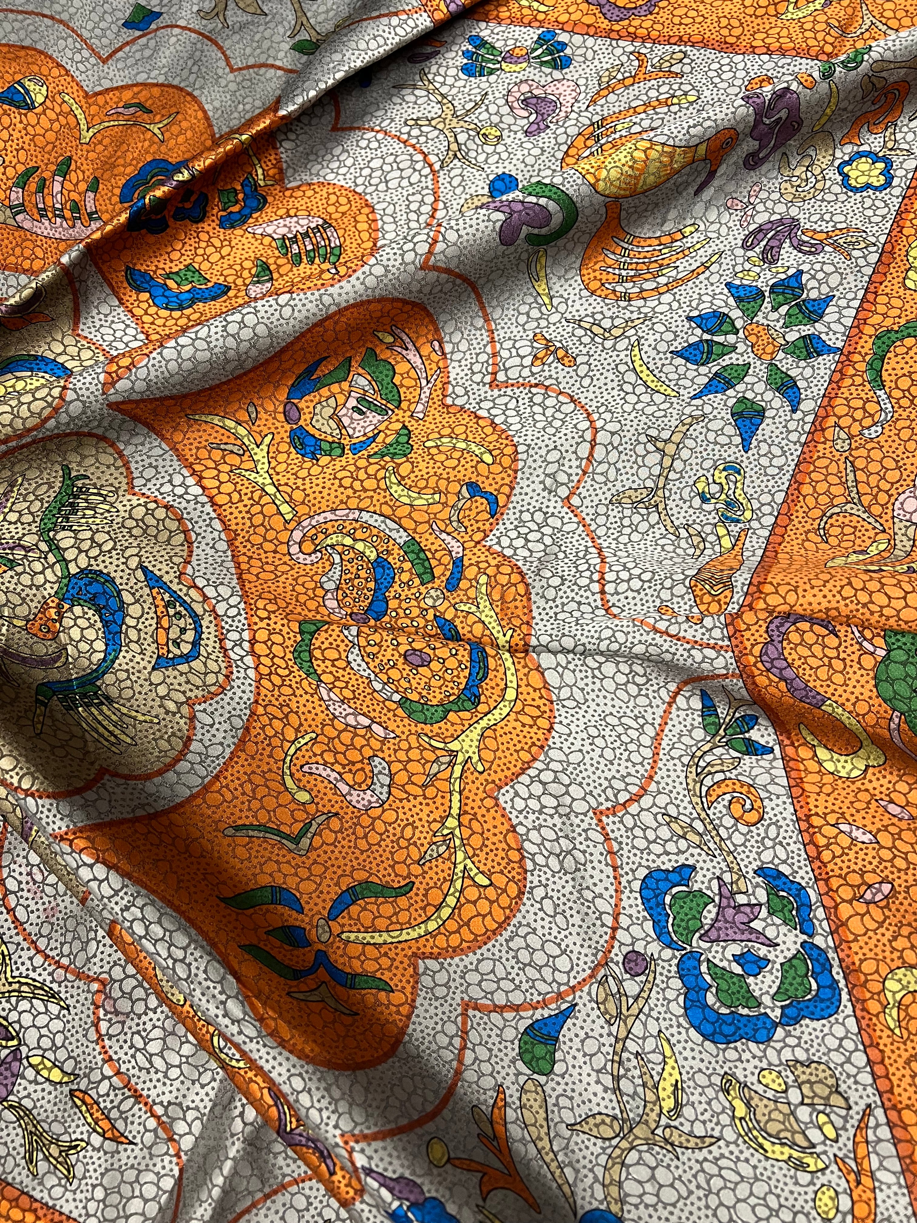 Fendi Silk Multicolor Textured Abstract Scarf